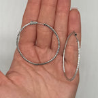 14K White Gold 2.30 Ct Diamond Hoop Earrings