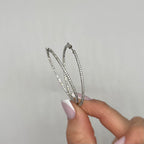 14K White Gold 2.30 Ct Diamond Hoop Earrings