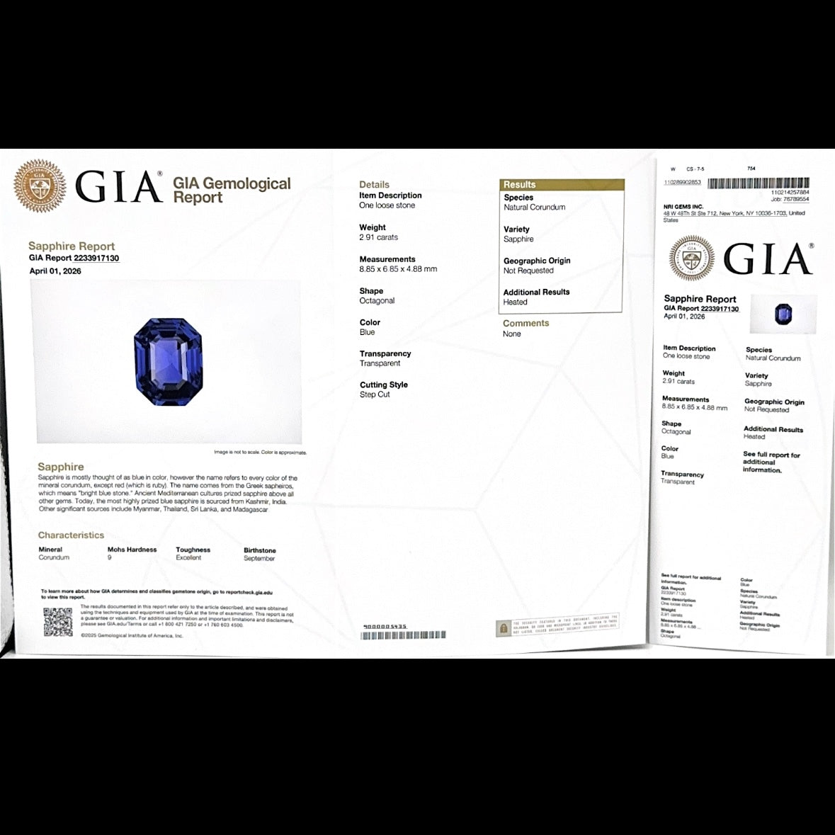 14K White Gold 2.91CT GIA Sapphire & 1.53CT Diamond Ring