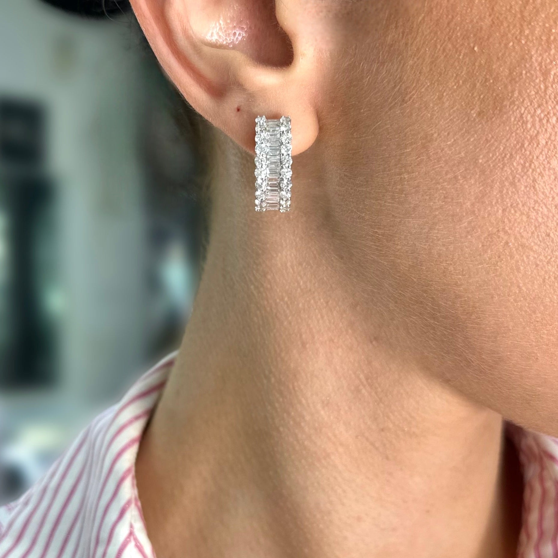 14K White Gold Diamond Earrings – 3.32CT Diamonds PJE4988A-009