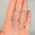 14K White Gold 2.60 Ct Round Diamond Inside-Out Oval Hoop Earrings