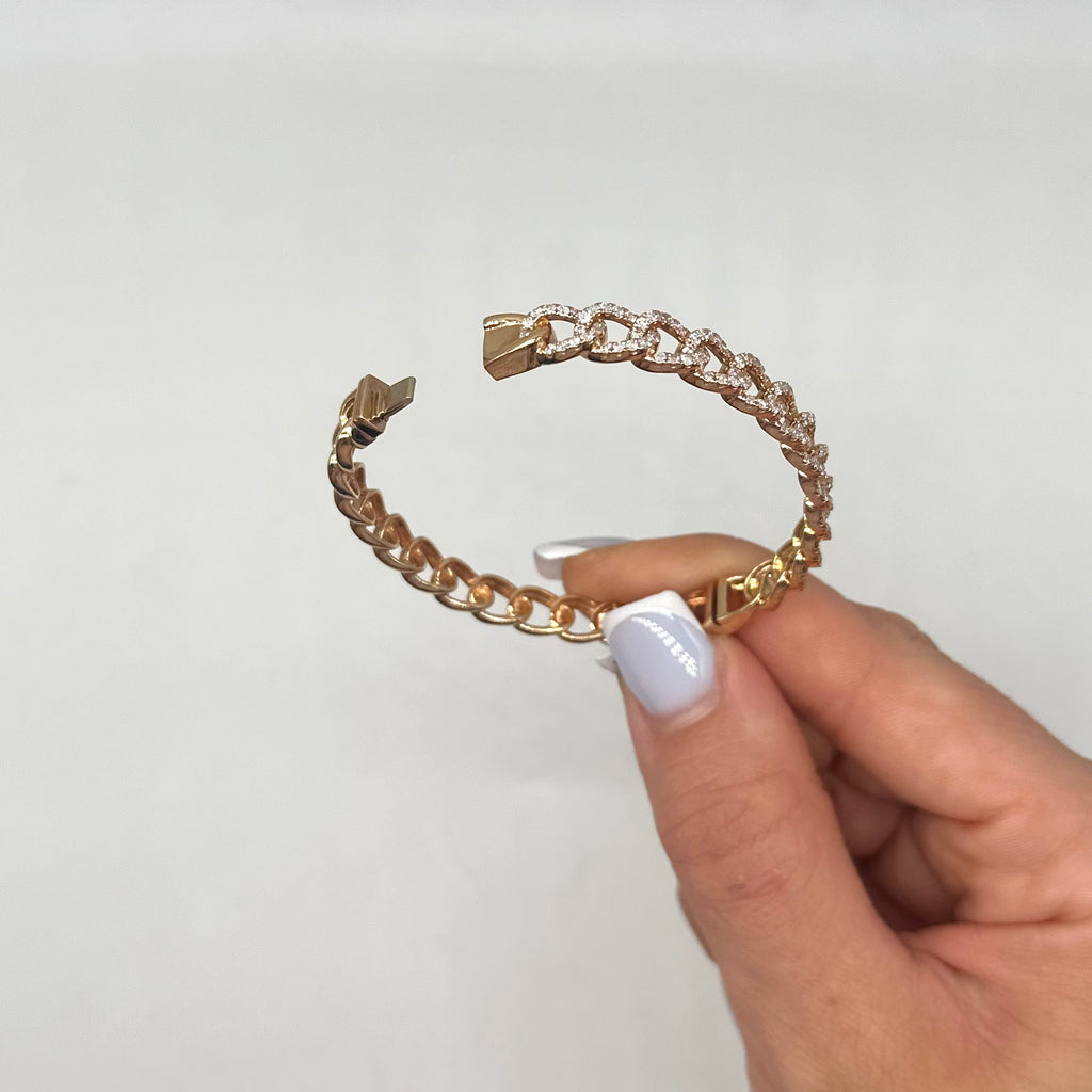 18K Rose Gold Pavé Diamond Bangle Bracelet – 1.75CT DBAN027 GNJJ