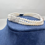 18K White Gold 1.00 Ct Diamond & Pearl Bracelet