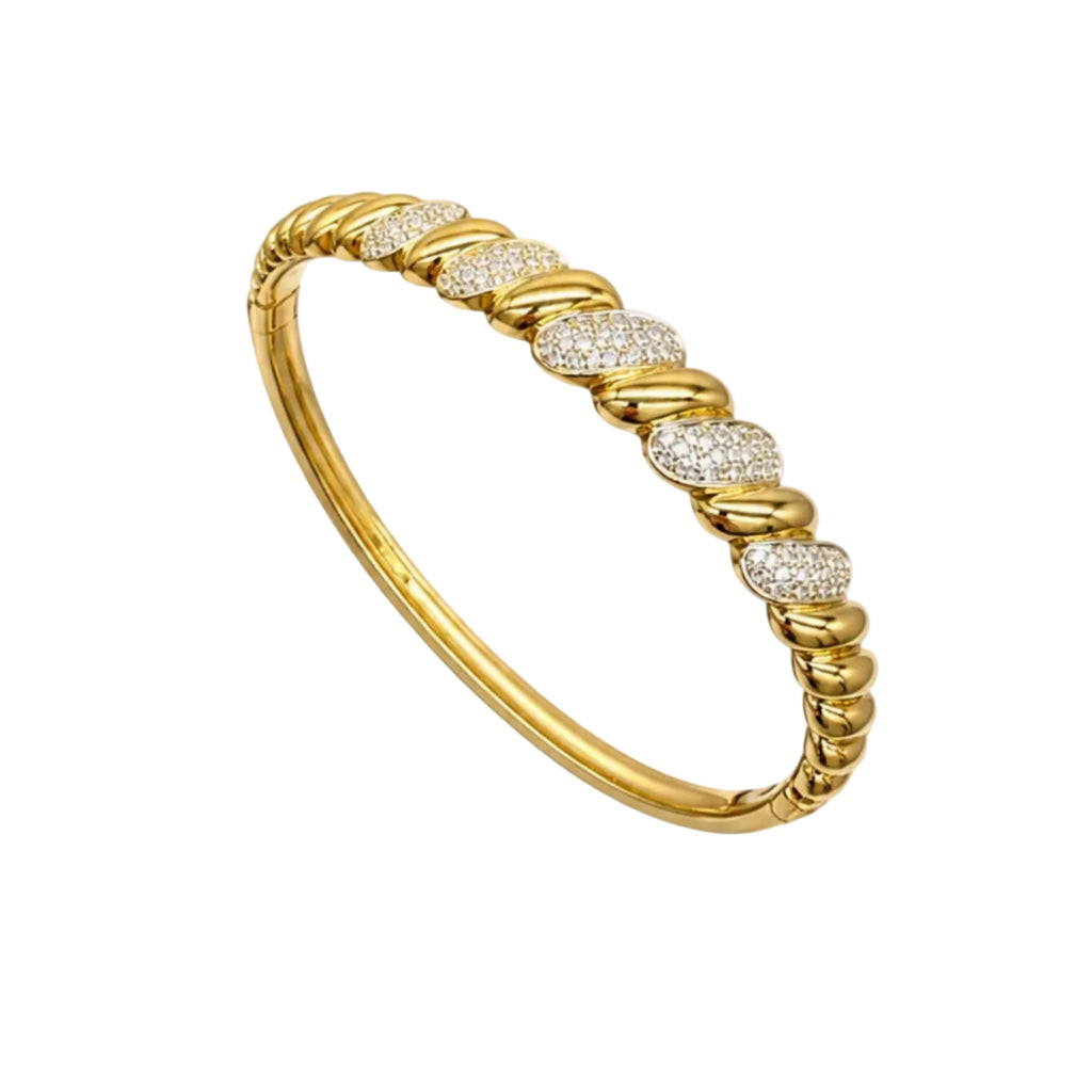 14K Yellow Gold Pavé Diamond Bangle Bracelet – 0.55CT JJG0050-003