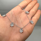 18K White Gold Diamond Flower Station Necklace – 2.71ct Diamonds