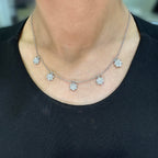 18K White Gold Diamond Flower Station Necklace – 2.71ct Diamonds