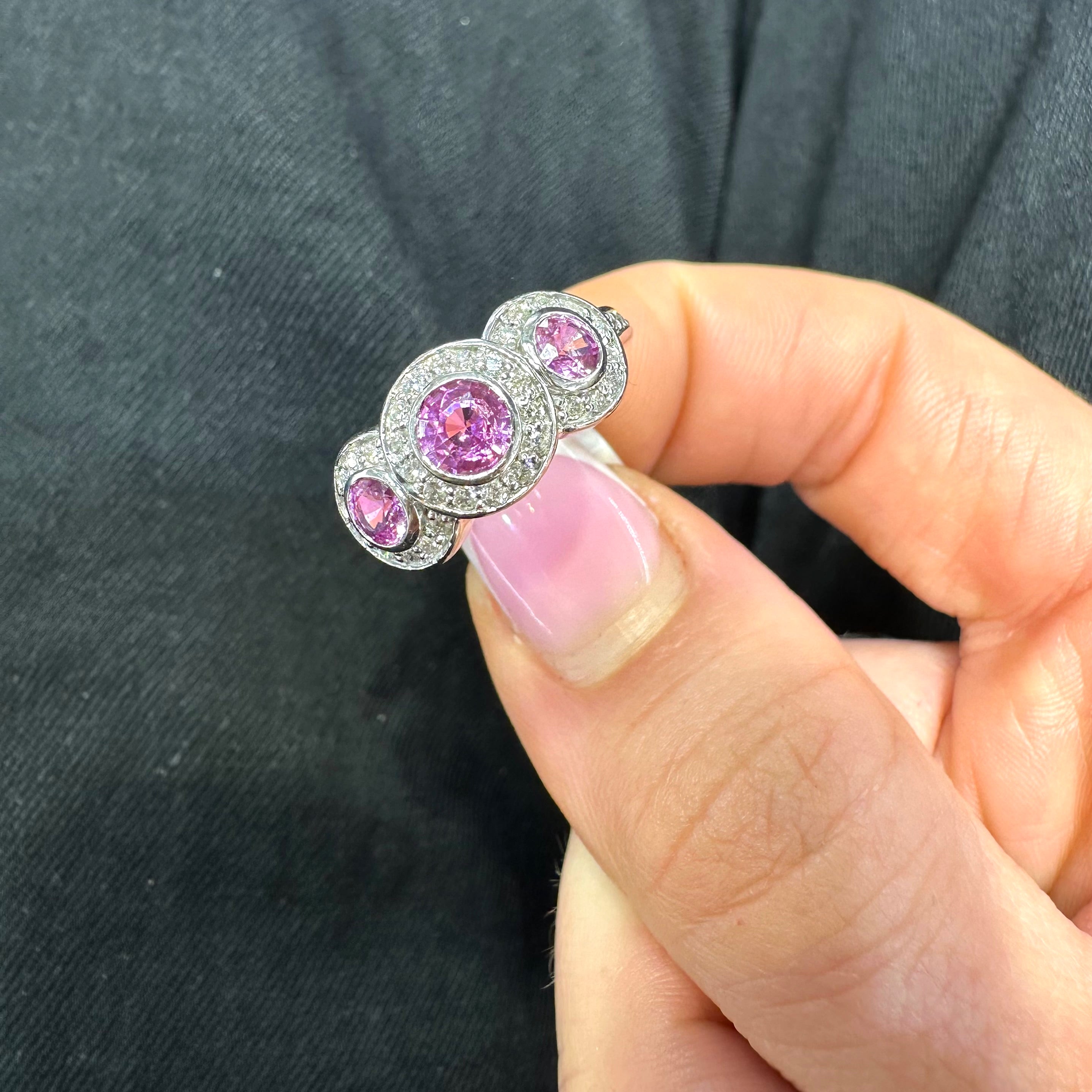 14K White Gold Pink Sapphire & Diamond Ring – 1.00CT Pink Sapphire / 0.40CT Diamonds | SDR045