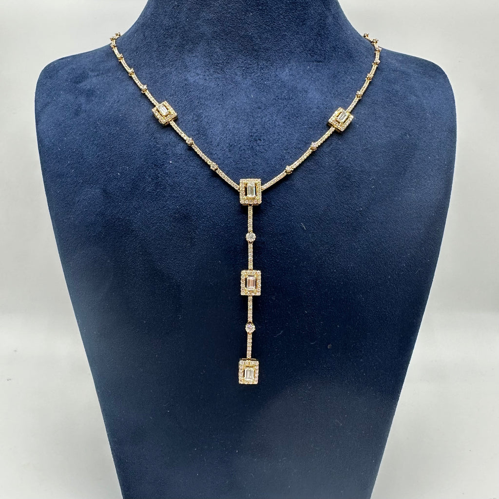 18K Yellow Gold Diamond Drop Necklace – 4.70 CT Diamonds NK02169