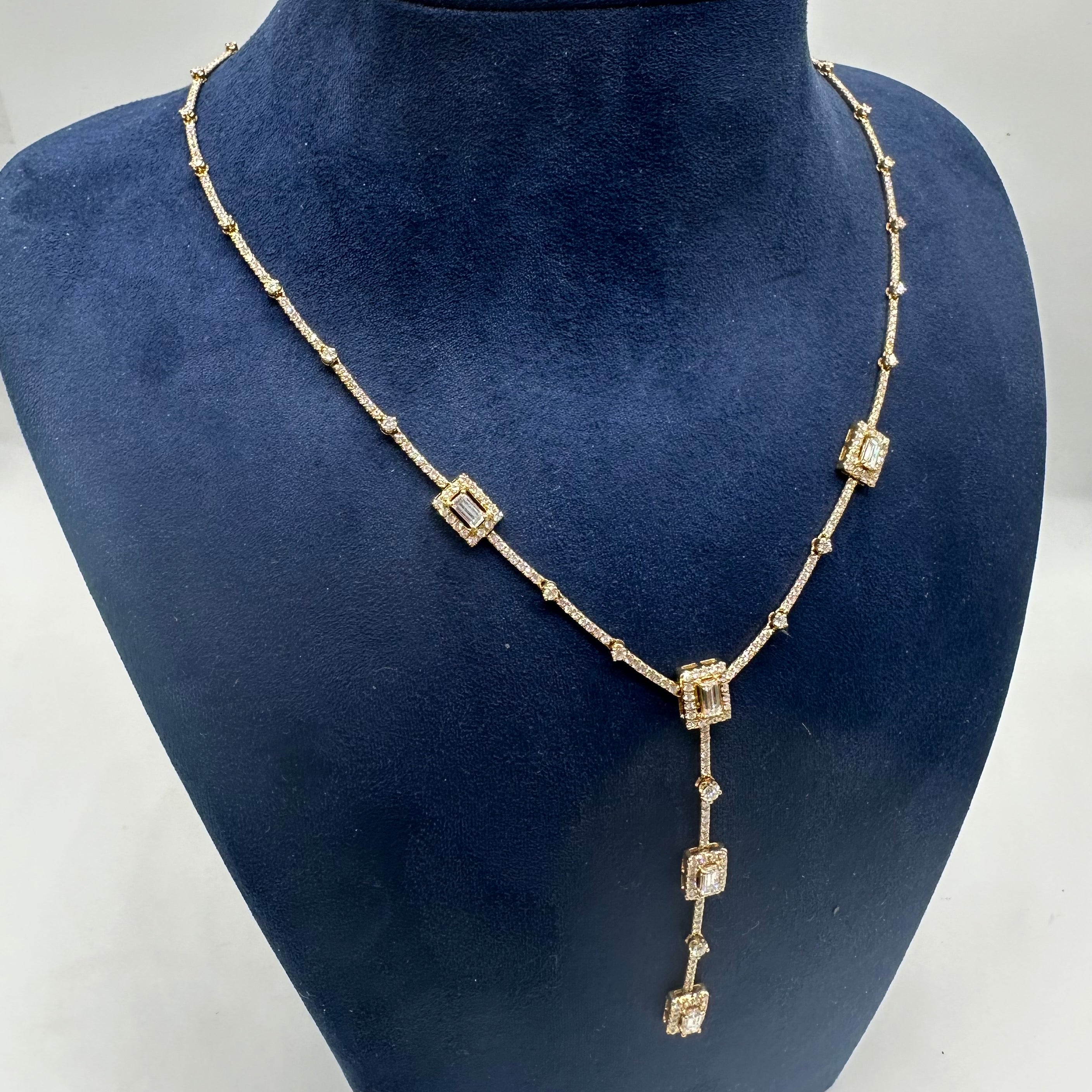 18K Yellow Gold Diamond Drop Necklace – 4.70 CT Diamonds NK02169