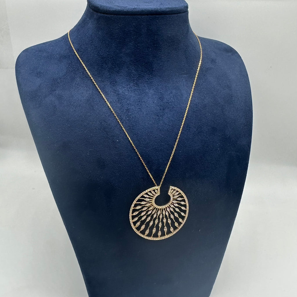 18K Yellow Gold Diamond Pendant Necklace – 1.94 CT Diamonds DN0078 ILEJ