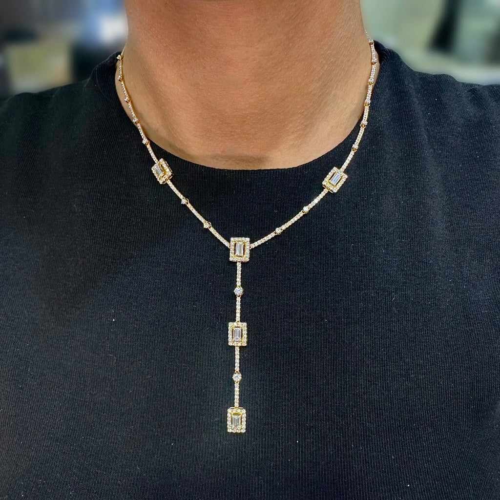 18K Yellow Gold Diamond Drop Necklace – 4.70 CT Diamonds NK02169