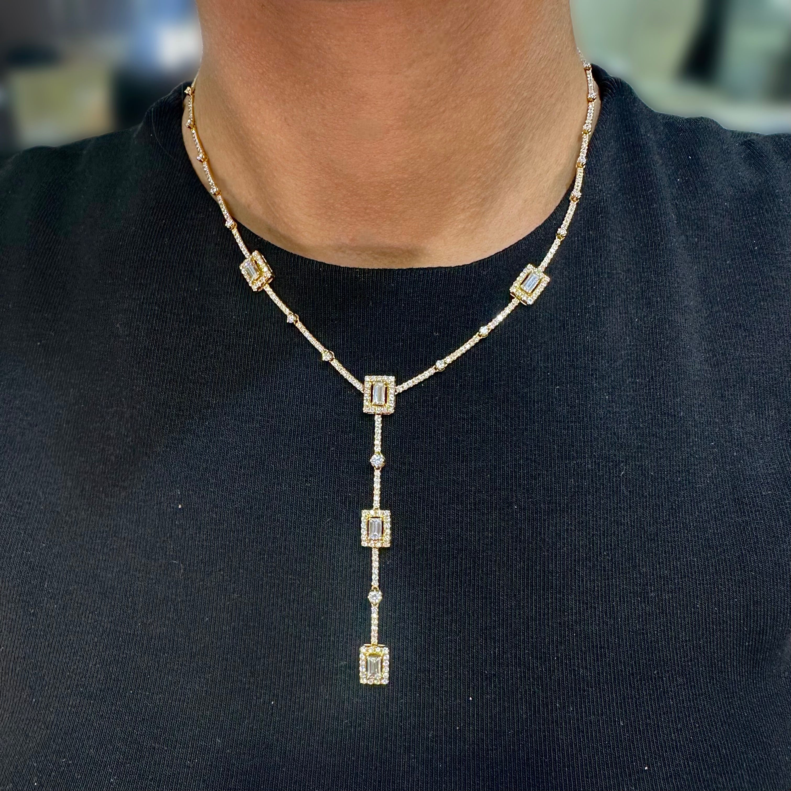 18K Yellow Gold Diamond Drop Necklace – 4.70 CT Diamonds NK02169