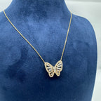 18K Yellow Gold Butterfly Diamond Necklace ITTJ