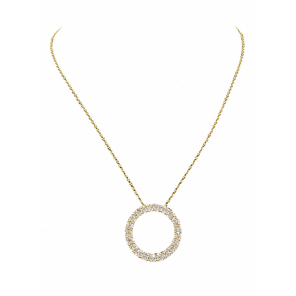 14K Yellow Gold Diamond Circle Pendant Necklace – 2.15ct Natural Diamonds IZTJ