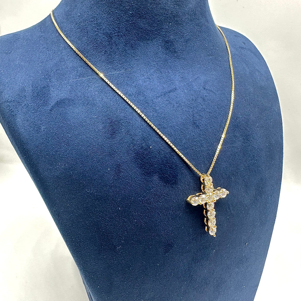 14K Yellow Gold Round Diamond Cross Pendant Necklace – 3.36CT Natural Diamonds DP056 NEJJ