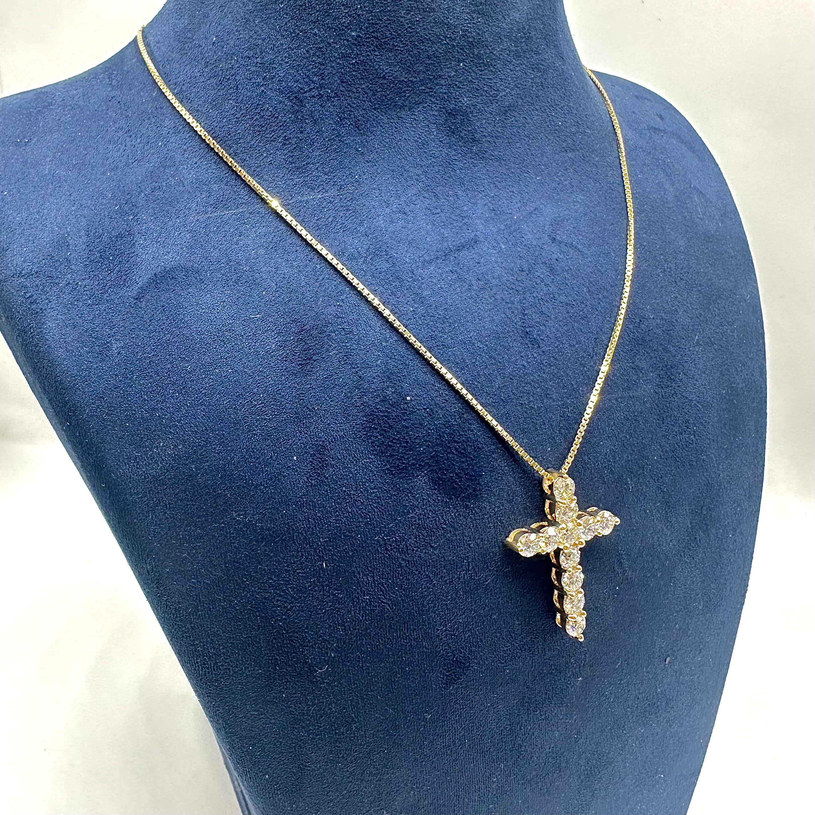 14K Yellow Gold Round Diamond Cross Pendant Necklace – 3.36CT Natural Diamonds DP056 NEJJ