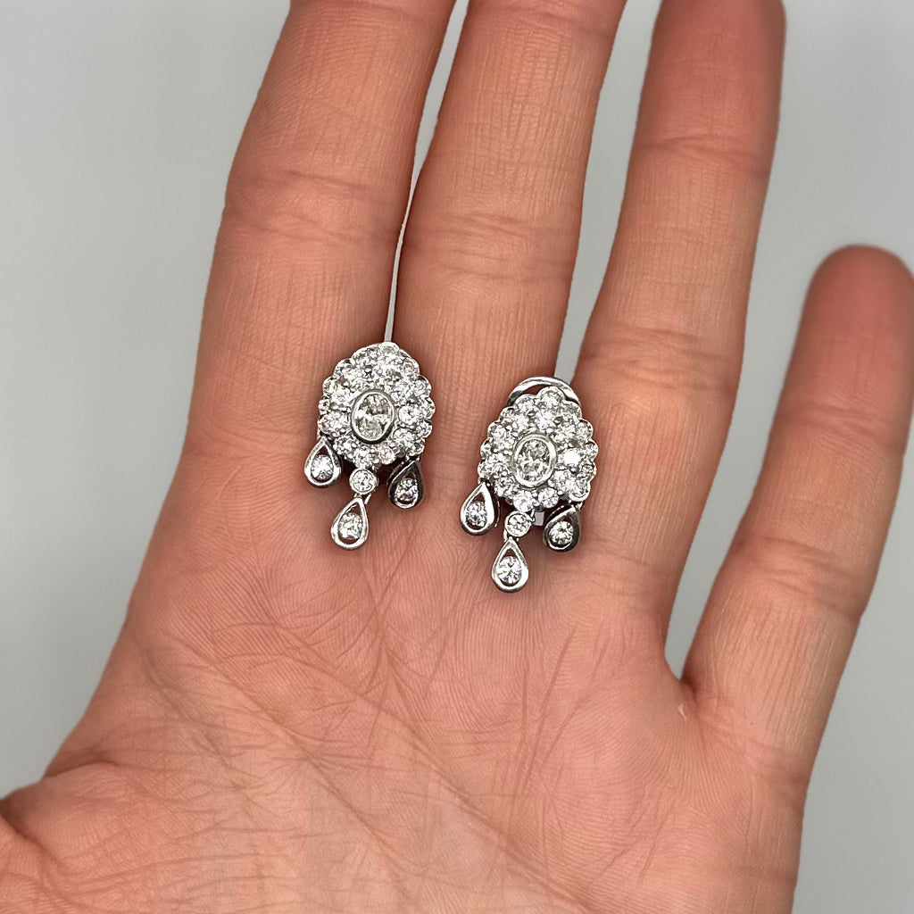 18K White Gold 1.25 Ct Diamond Earrings