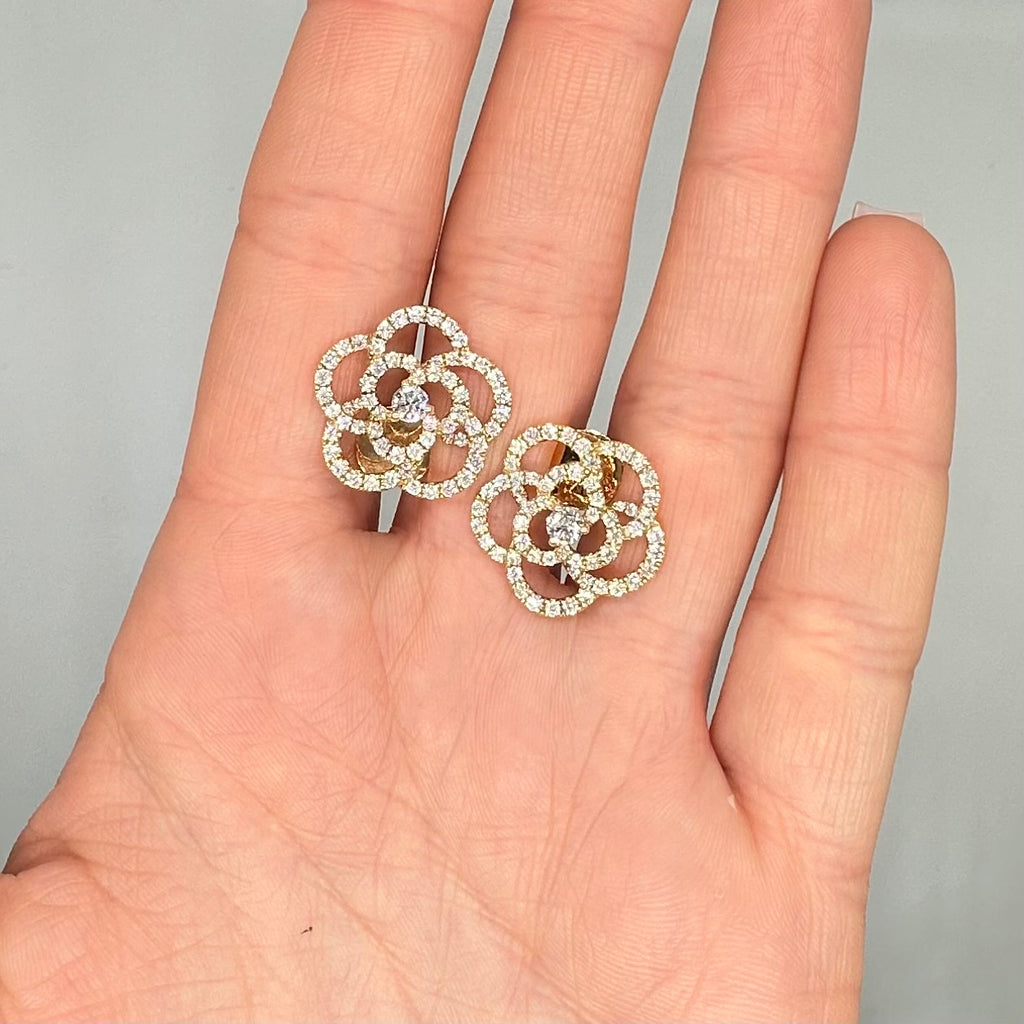 14K Yellow Gold 1.85 Ct Diamond Earrings