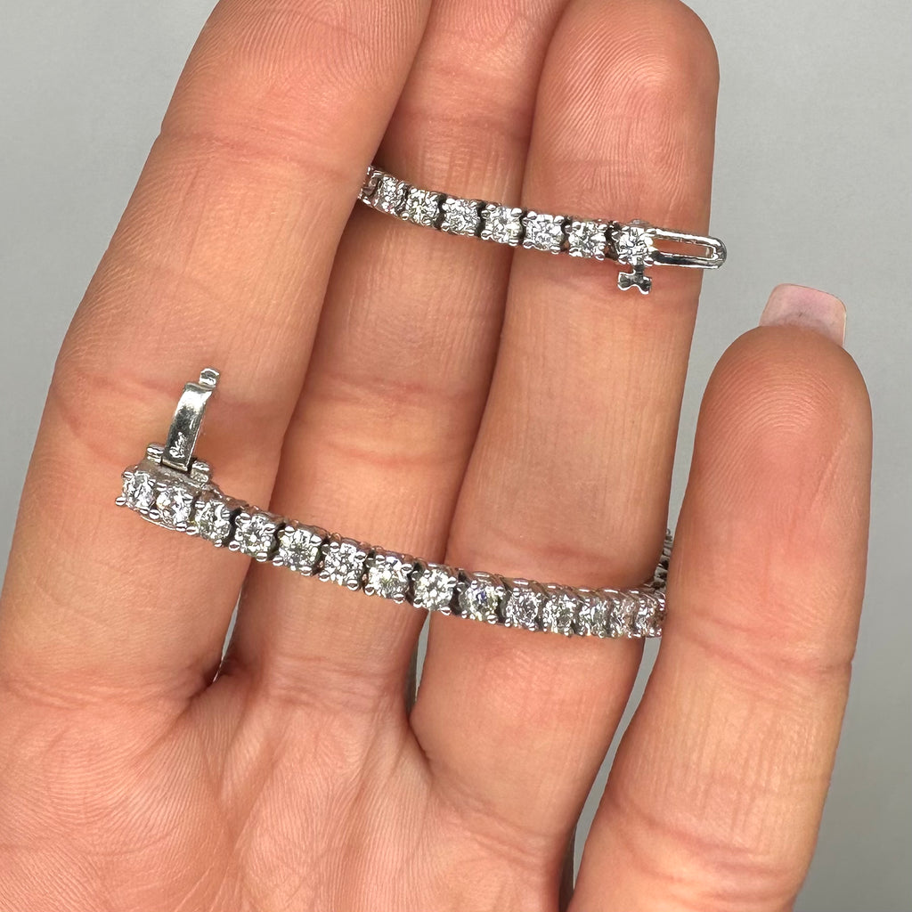 14K White Gold 28.25CT Natural Diamond Tennis Necklace 17.5” DN0080 NEJJJ