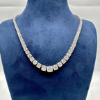 14K White Gold 28.25CT Natural Diamond Tennis Necklace 17.5” DN0080 NEJJJ