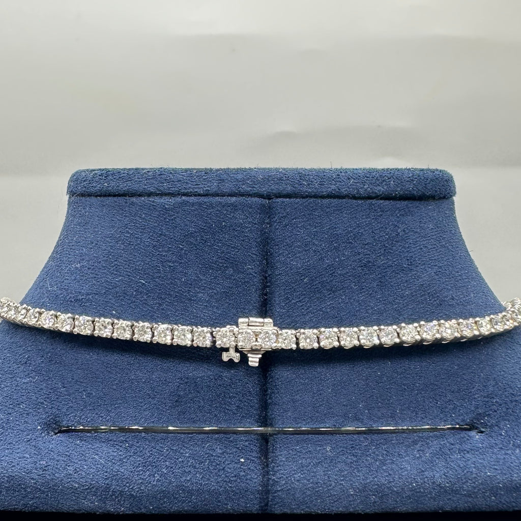 14K White Gold 28.25CT Natural Diamond Tennis Necklace 17.5” DN0080 NEJJJ