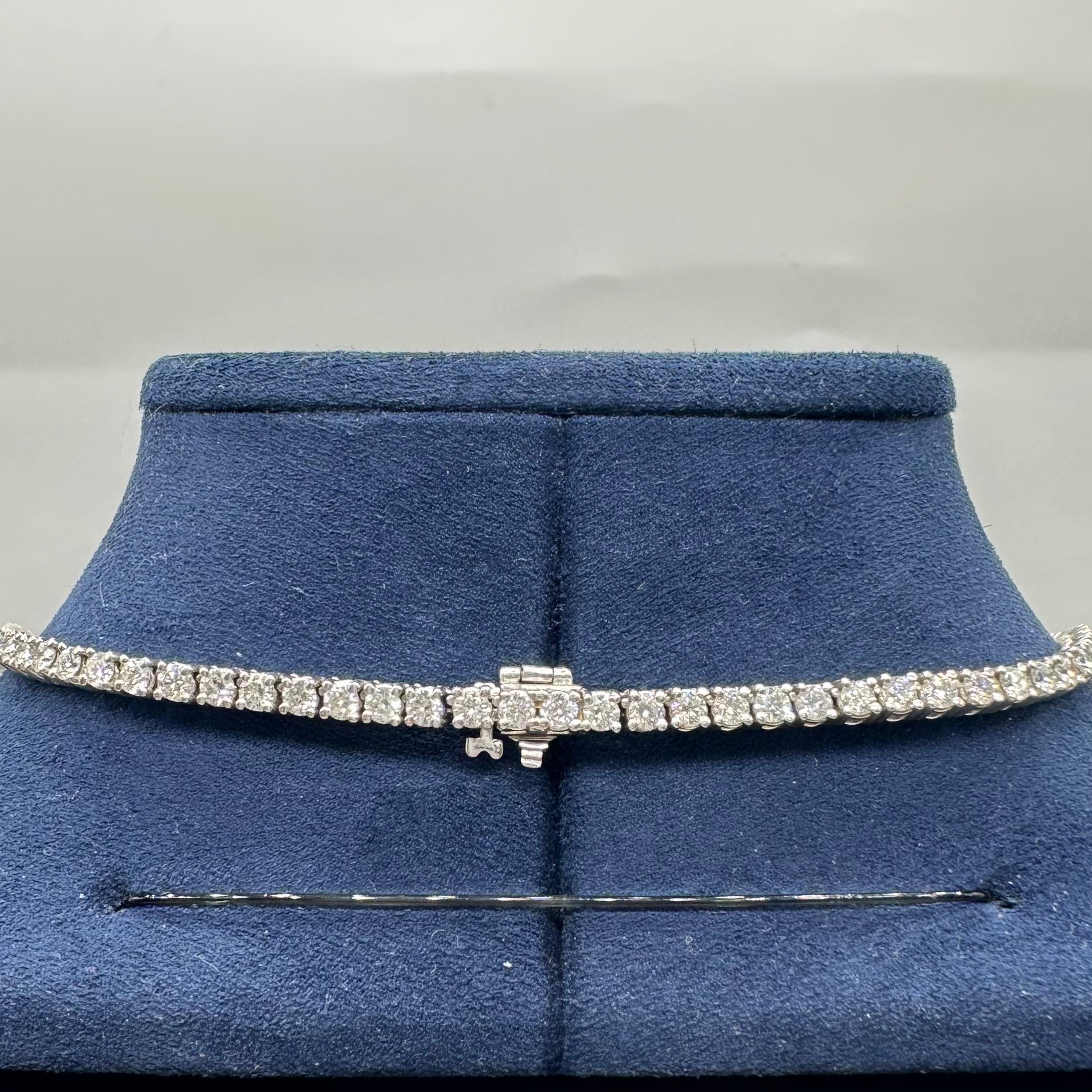 14K White Gold 28.25CT Natural Diamond Tennis Necklace 17.5” DN0080 NEJJJ