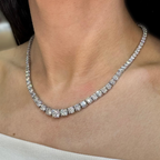 14K White Gold 28.25CT Natural Diamond Tennis Necklace 17.5” DN0080 NEJJJ