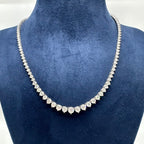 14K White Gold 12.00ct Natural Round Diamond Graduated Tennis Necklace – 17” DN0040 EZTJ