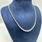 14K White Gold 12.00ct Natural Round Diamond Graduated Tennis Necklace – 17” DN0040 EZTJ