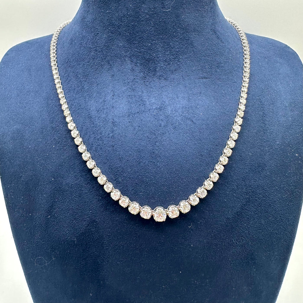 14K White Gold 6.20CT Natural Round Diamond Graduated Tennis Necklace – 16.5” DN0052 ATJJ