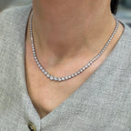14K White Gold 6.20CT Natural Round Diamond Graduated Tennis Necklace – 16.5” DN0052 ATJJ