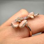 14K Rose Gold Pink Mother of Pearl & Diamond Ring – 0.64CT G/VS2 PJR64417 IGSZ __etsy:8064577392