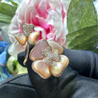 14K Rose Gold Pink Mother of Pearl & Diamond Ring – 0.64CT G/VS2 PJR64417 IGSZ __etsy:8064630614