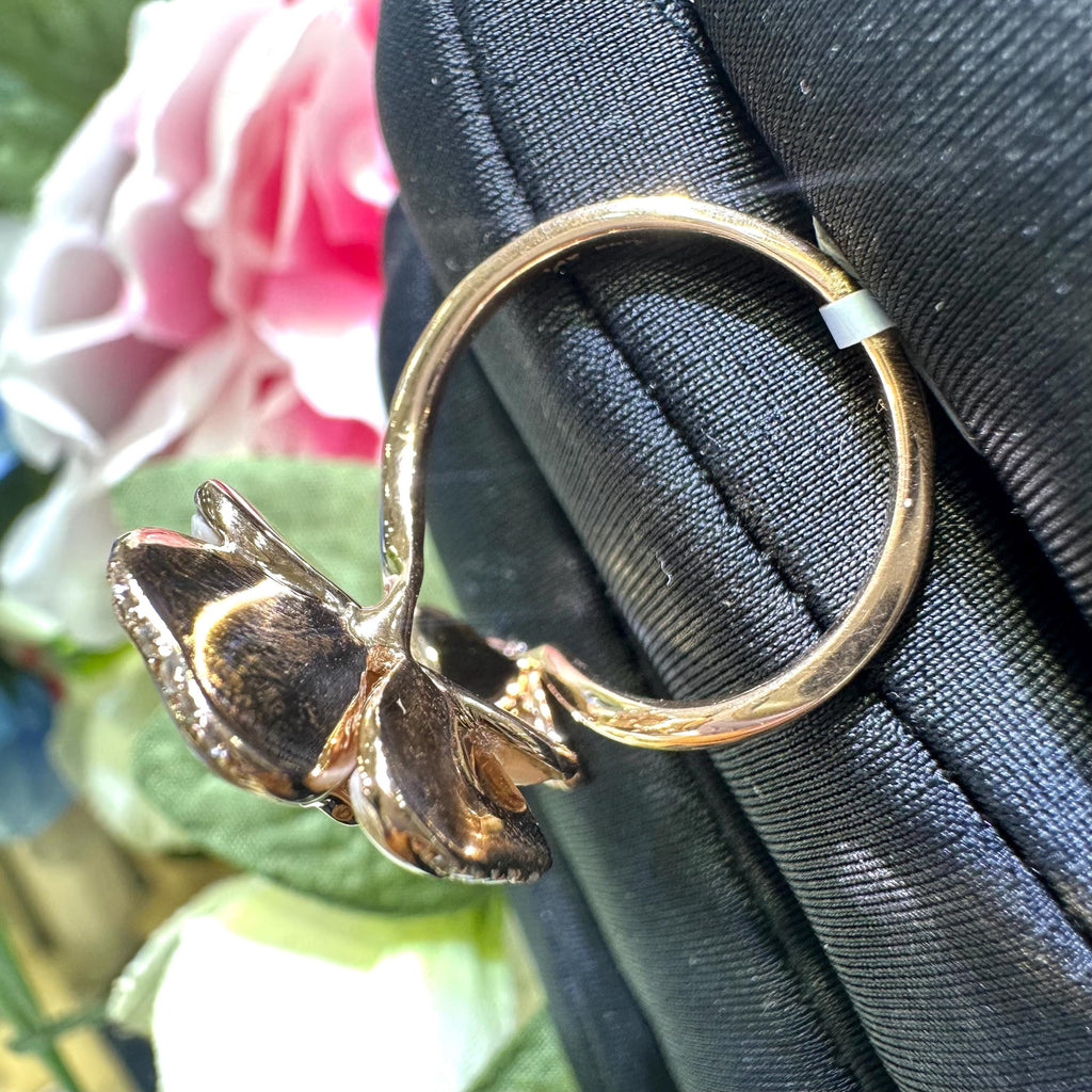 14K Rose Gold Pink Mother of Pearl & Diamond Ring – 0.64CT G/VS2 PJR64417 IGSZ __etsy:8064635190