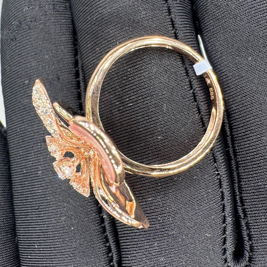 14K Rose Gold Pink Mother of Pearl & Diamond Ring – 1.41CT G/VS2  PJR68698-KP-001 IZET __etsy:8112727721