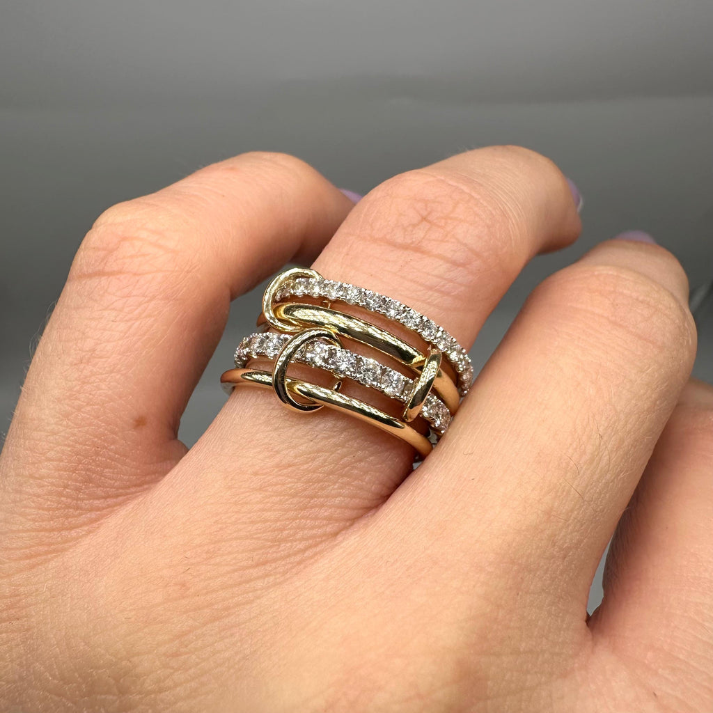14K Yellow Gold 1.96CT Diamond Link Ring PJR68332A-2-001 GGNN __etsy:8072251350