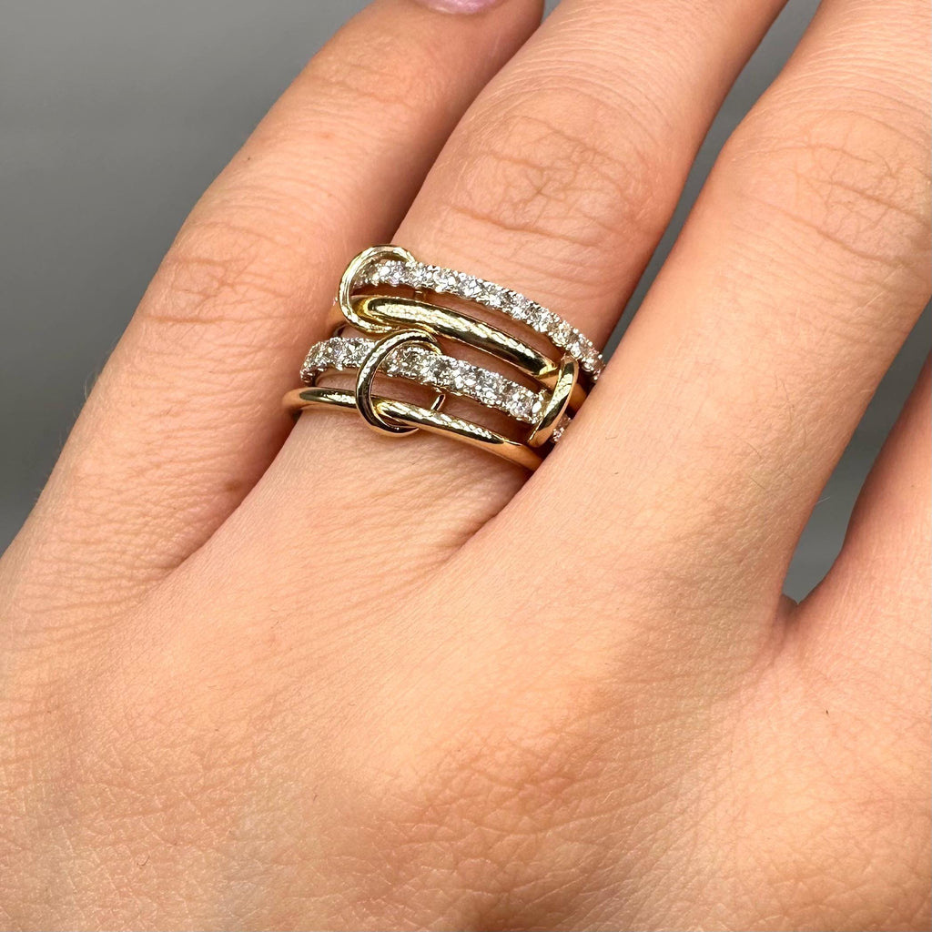 14K Yellow Gold 1.96CT Diamond Link Ring PJR68332A-2-001 GGNN __etsy:8120171075