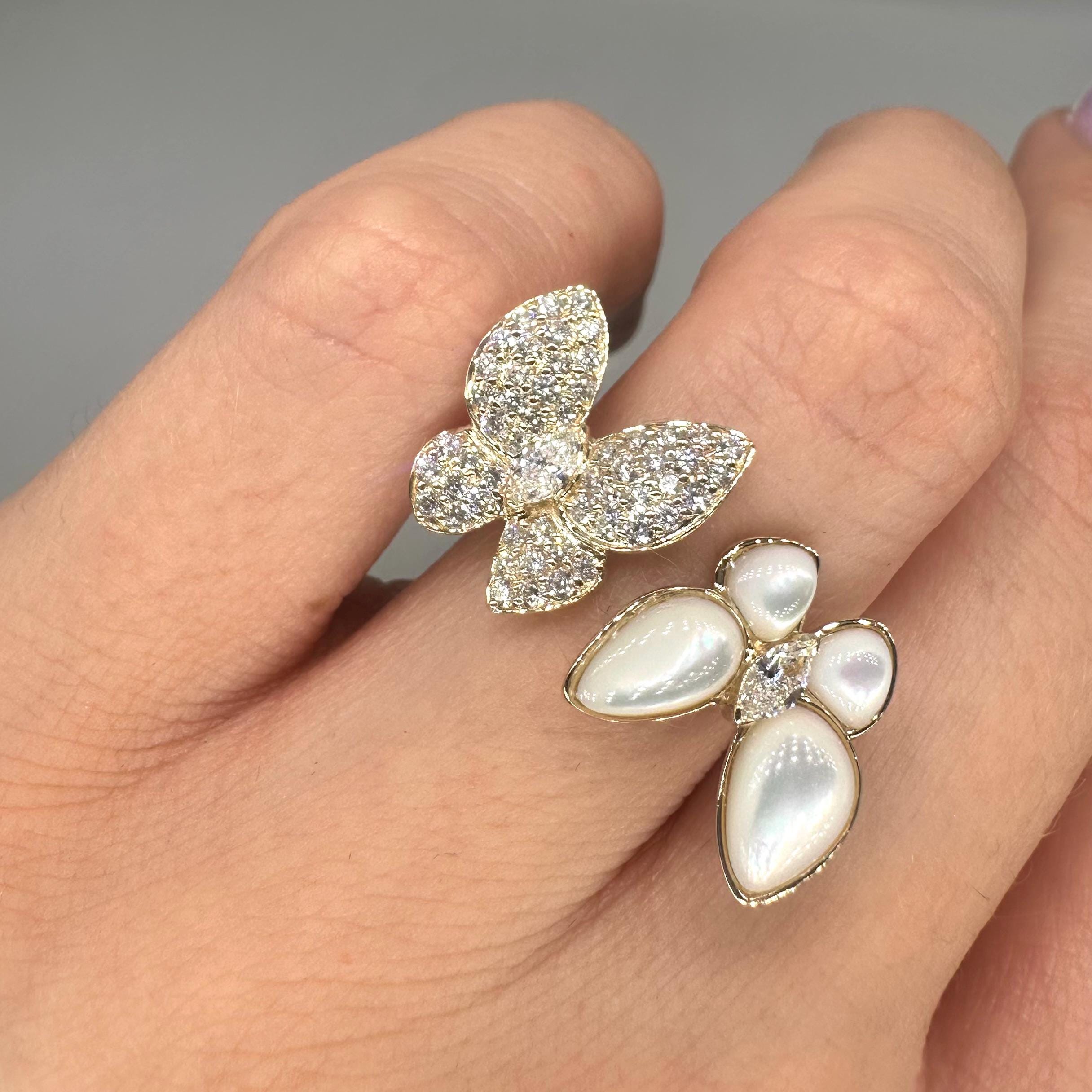 14K Yellow Gold Mother of Pearl & Diamond Ring – 0.85CT G/VS2 PJR5209-KW-004 INEJ __etsy:8064743746