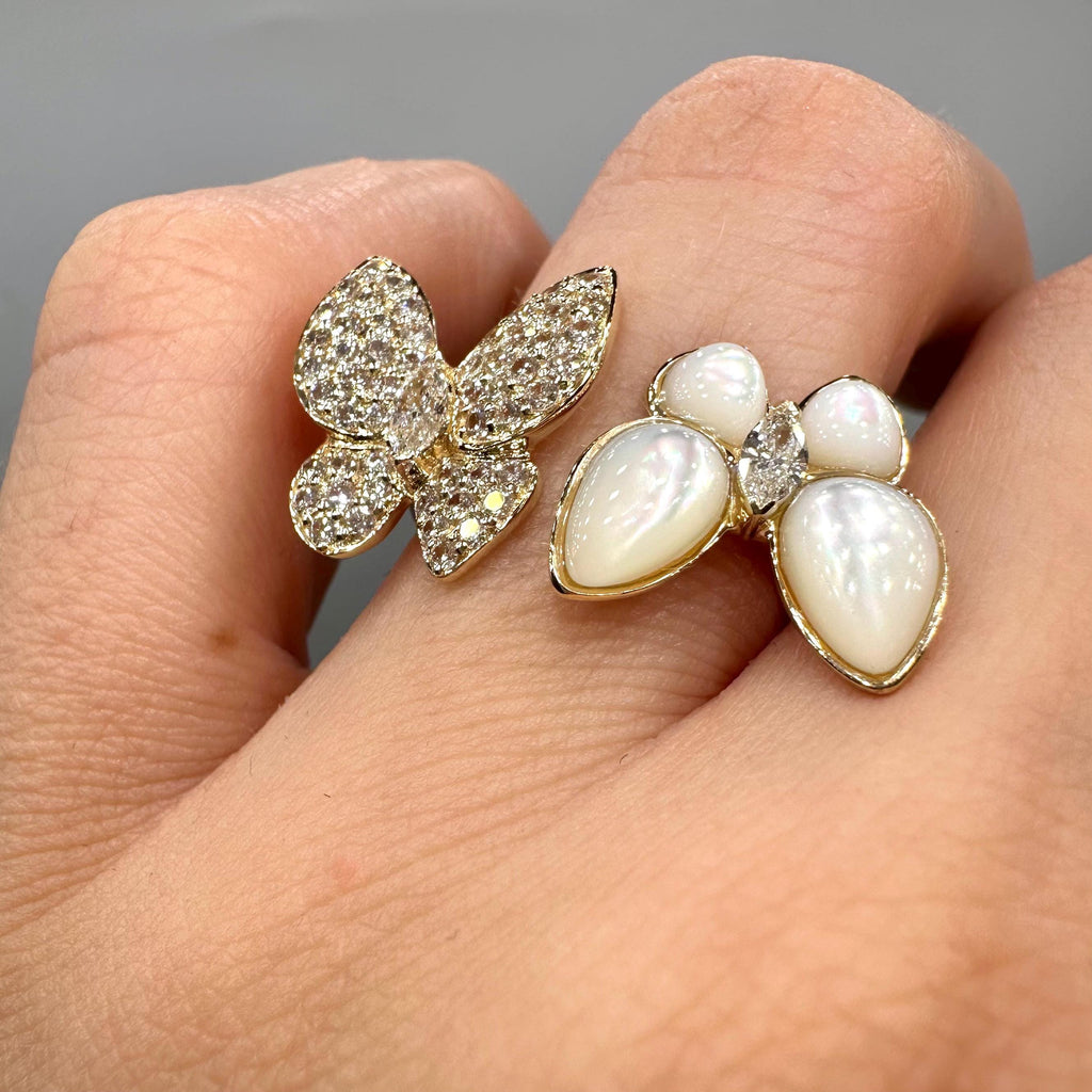 14K Yellow Gold Mother of Pearl & Diamond Ring – 0.85CT G/VS2 PJR5209-KW-004 INEJ __etsy:8064743828