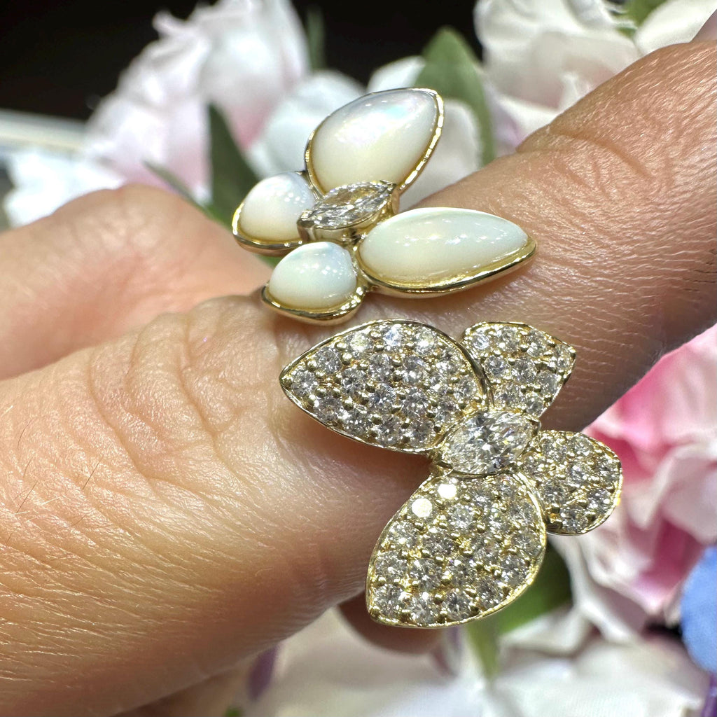 14K Yellow Gold Mother of Pearl & Diamond Ring – 0.85CT G/VS2 PJR5209-KW-004 INEJ __etsy:8112718607