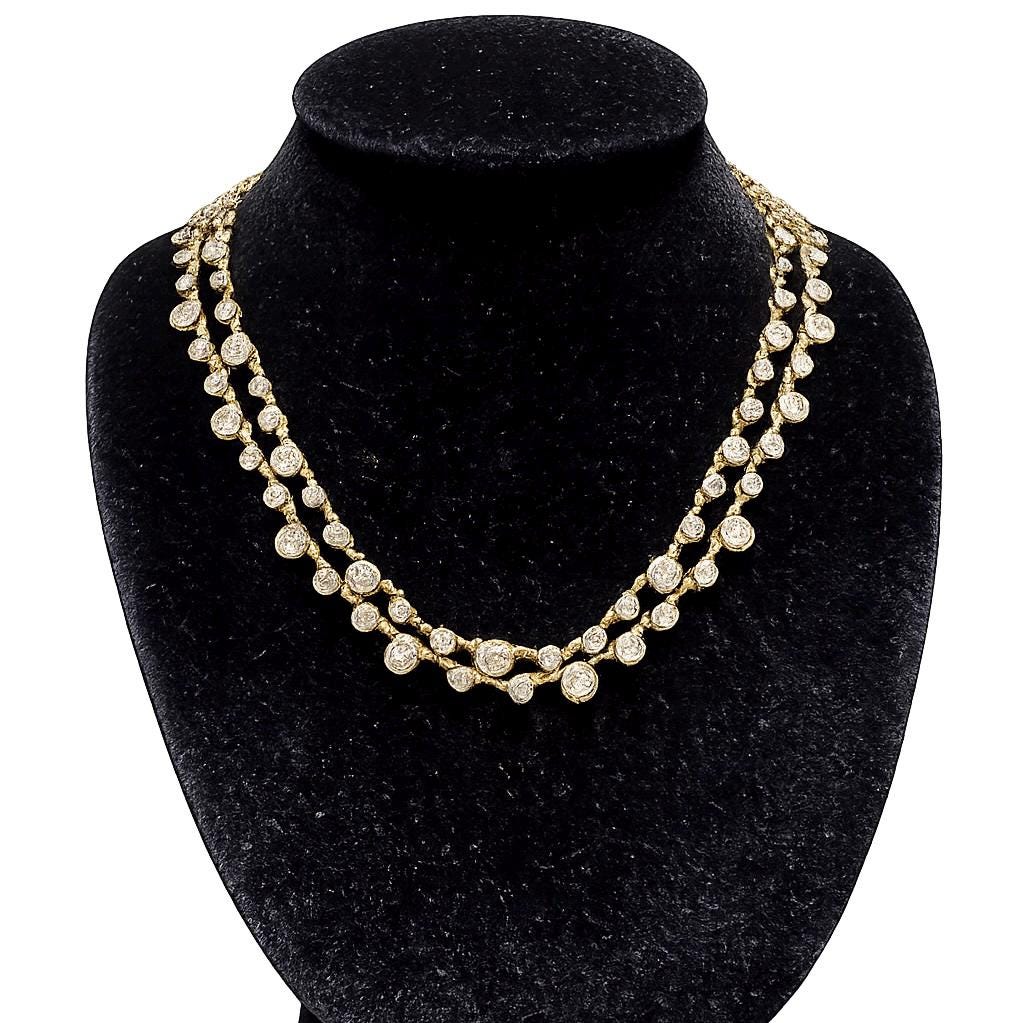 14K Yellow Gold Necklace with 6.89CT Round Diamonds ARJNL0004-003 __etsy:8045804190
