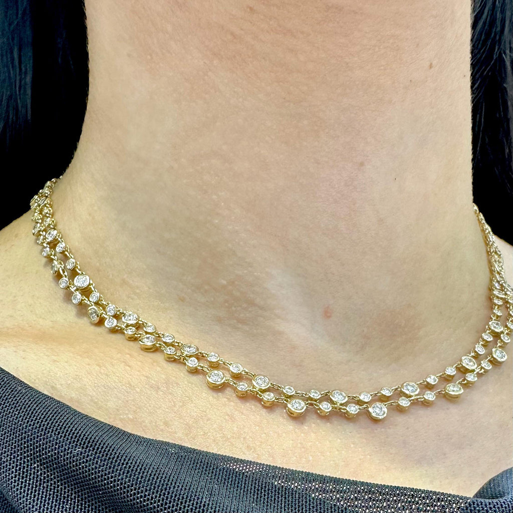 14K Yellow Gold Necklace with 6.89CT Round Diamonds ARJNL0004-003 __etsy:8045804204