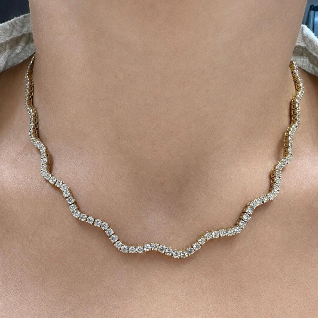 14K Yellow Gold Necklace with 9CT Round Diamonds ARJN0006-004 __etsy:8093656867