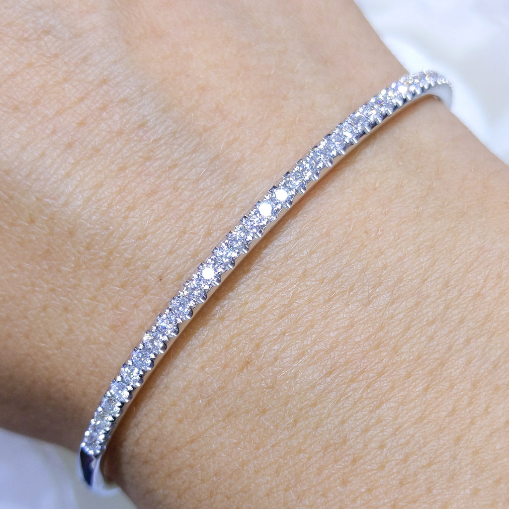 14K White Gold Diamond Bangle Bracelet – 0.83CT | PJB3661