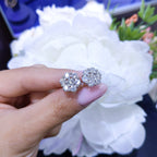 18K White Gold Round Diamond Cluster Earrings – 4.00CT | DIER087