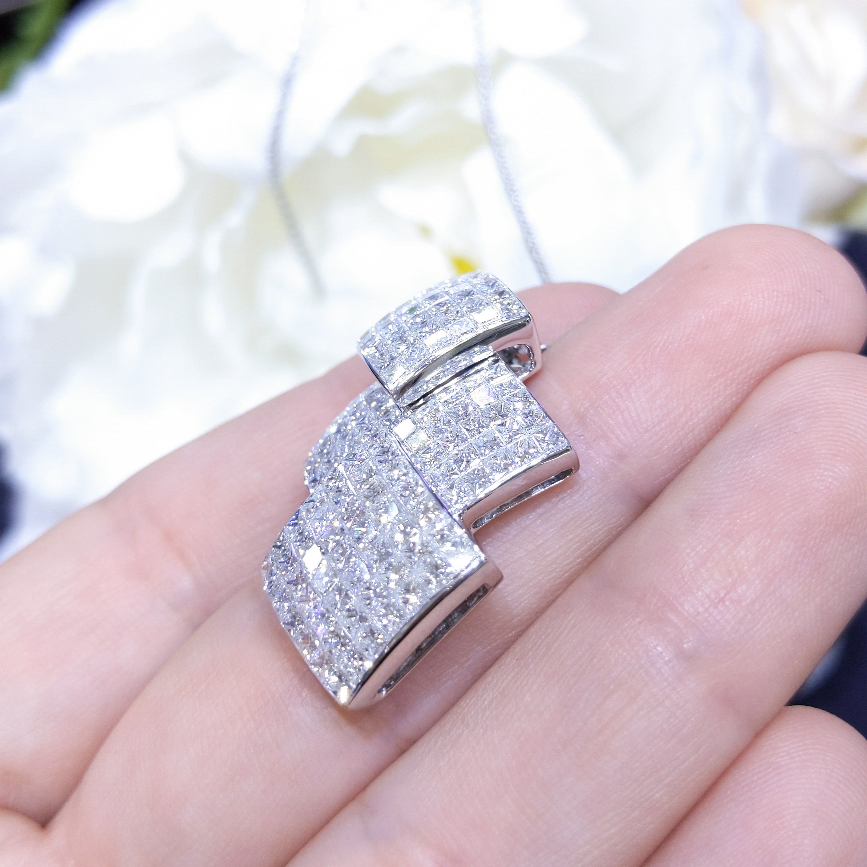 5.00ct Princess Cut Diamond Pendant 18K White Gold DP039
