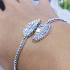 14K White Gold Leaves Diamond Bangle – 2.33CT Total Weight PJB4363-008