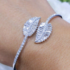 14K White Gold Leaves Diamond Bangle – 2.33CT Total Weight PJB4363-008