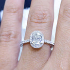 1.21CT Oval Cut J-VS1 CE Diamond Halo Engagement Ring OVER008