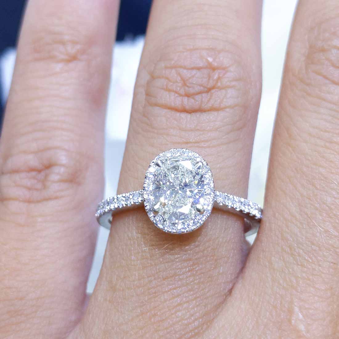 1.21CT Oval Cut J-VS1 CE Diamond Halo Engagement Ring OVER008